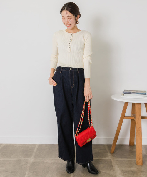 URBAN RESEARCH Sonny Label(アーバンリサーチサニーレーベル)の「2WAYリブニット(ニット/セーター・レディース・オフホワイト/オレンジ/ブラック・FREE)」の22枚目の写真