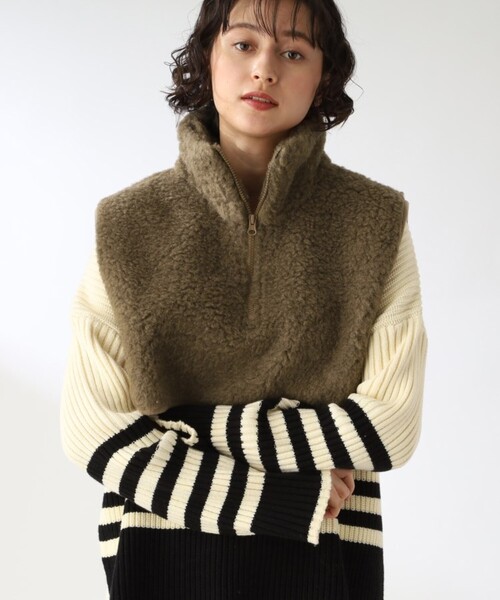 THE SHOP TK (ザ ショップ ティーケー )の「◆【CLUEL 11月号掲載】/【COLDBREAKER別注】ネックベスト(ベスト・レディース・オレンジ/ダークブラウン/ベージュ・00)」の1枚目の写真