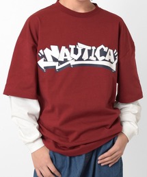 【NAUTICA】グラフィック袖レイヤードTシャツ