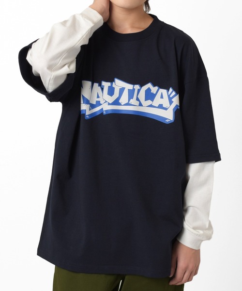 NAUTICA(ノーティカ)の「【NAUTICA】グラフィック袖レイヤードTシャツ(Tシャツ/カットソー・キッズ・ブルー/エンジ/ネイビー・XL/M/L)」の2枚目の写真
