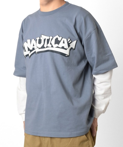 NAUTICA(ノーティカ)の「【NAUTICA】グラフィック袖レイヤードTシャツ(Tシャツ/カットソー・キッズ・ブルー/エンジ/ネイビー・XL/M/L)」の3枚目の写真
