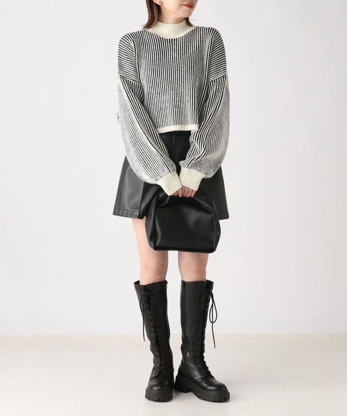 Heather（ヘザー）の「ストライプハイネックニット 174762（ニット