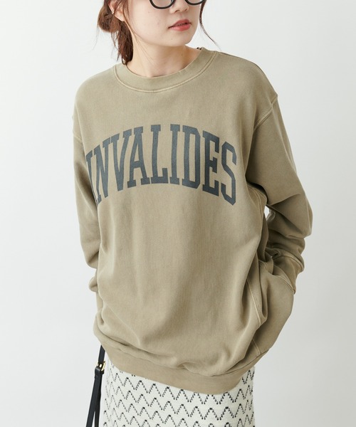 PUAL CE CIN（ピュアルセシン）の「カレッジロゴピグメントBIGプルオーバー（Tシャツ/カットソー・レディース・モカ/ベージュ/チャコールグレー・FREE）」の3枚目の写真