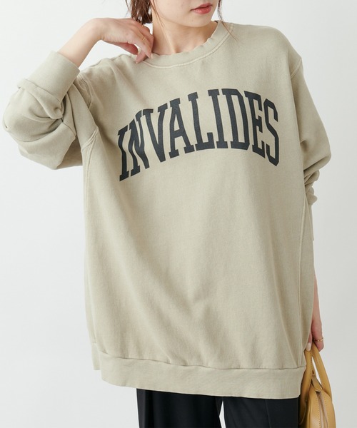 PUAL CE CIN（ピュアルセシン）の「カレッジロゴピグメントBIGプルオーバー（Tシャツ/カットソー・レディース・モカ/ベージュ/チャコールグレー・FREE）」の4枚目の写真