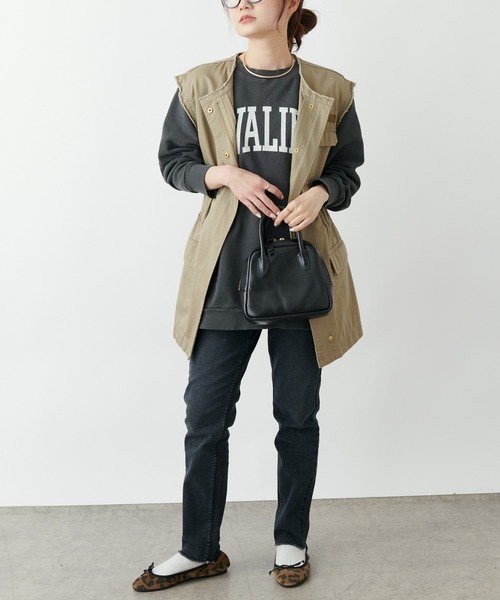 PUAL CE CIN（ピュアルセシン）の「カレッジロゴピグメントBIGプルオーバー（Tシャツ/カットソー・レディース・モカ/ベージュ/チャコールグレー・FREE）」の14枚目の写真