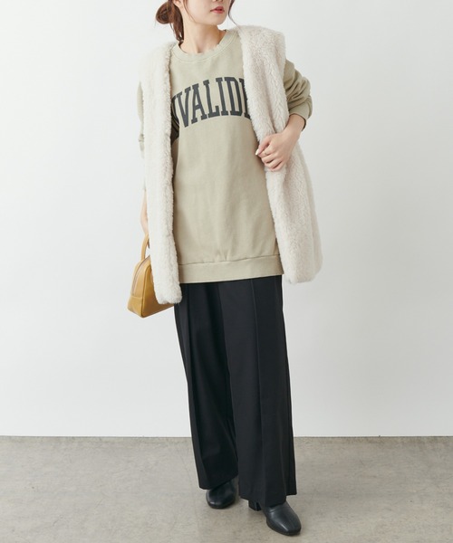 PUAL CE CIN（ピュアルセシン）の「カレッジロゴピグメントBIGプルオーバー（Tシャツ/カットソー・レディース・モカ/ベージュ/チャコールグレー・FREE）」の11枚目の写真