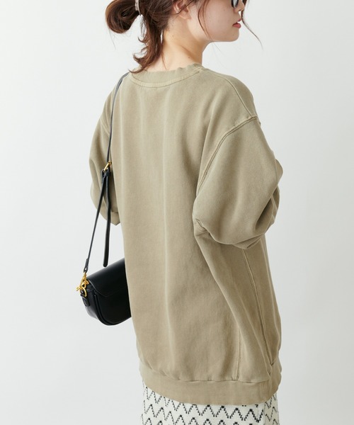 PUAL CE CIN（ピュアルセシン）の「カレッジロゴピグメントBIGプルオーバー（Tシャツ/カットソー・レディース・モカ/ベージュ/チャコールグレー・FREE）」の7枚目の写真