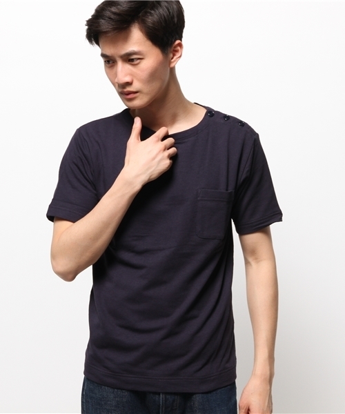 BEAMS(ビームス)の「BEAMS / ショルダーボタン Tシャツ(Tシャツ/カットソー・メンズ・ホワイト/ネイビー・MEDIUM/SMALL/LARGE)」の12枚目の写真