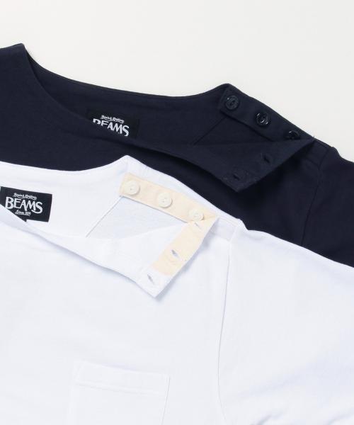 BEAMS(ビームス)の「BEAMS / ショルダーボタン Tシャツ(Tシャツ/カットソー・メンズ・ホワイト/ネイビー・MEDIUM/SMALL/LARGE)」の14枚目の写真