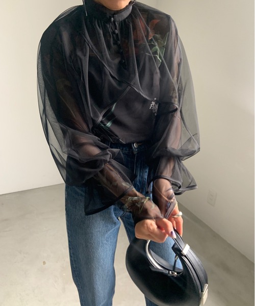 Ameri（アメリ）の「2WAY VEIL TULLE TOP（その他トップス・レディース・ベージュ/マルチ/ブラック/アッシュブラウン・SMALL/MEDIUM）」の10枚目の写真