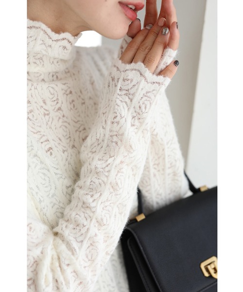 cawaii（カワイイ）の「バラの花浮かぶふわふわ起毛レースカットソートップス（Tシャツ/カットソー・レディース・アイボリー・FREE）」の6枚目の写真