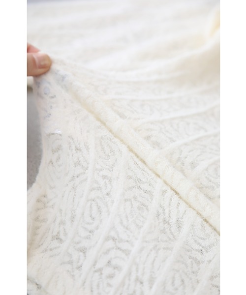 cawaii（カワイイ）の「バラの花浮かぶふわふわ起毛レースカットソートップス（Tシャツ/カットソー・レディース・アイボリー・FREE）」の11枚目の写真