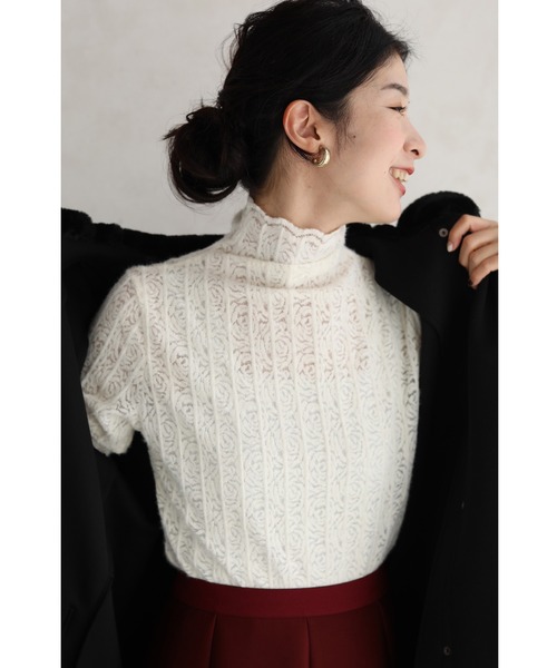 cawaii（カワイイ）の「バラの花浮かぶふわふわ起毛レースカットソートップス（Tシャツ/カットソー・レディース・アイボリー・FREE）」の17枚目の写真