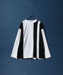 Amunzen Color Switching Design Oversized Long Sleeve shirt/梨地 切り替え オーバーサイズ 長袖Tシャツ ロンT