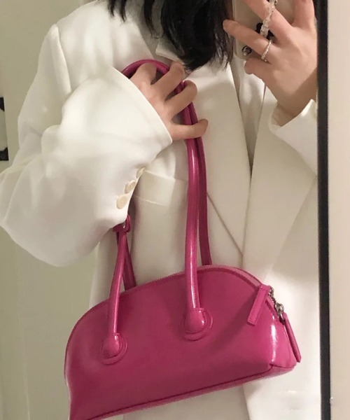 HALEY PESCA（ヘーリーペスカ）の「HALEY PESCA/扇形シンプルモダン ショルダーハンドバッグ（ハンドバッグ・レディース・ピンク系その他/グリーン/ブルー/ピンク/ホワイト/ブラック・FREE）」の6枚目の写真