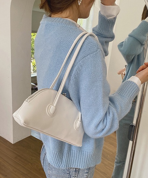 HALEY PESCA（ヘーリーペスカ）の「HALEY PESCA/扇形シンプルモダン ショルダーハンドバッグ（ハンドバッグ・レディース・ピンク系その他/グリーン/ブルー/ピンク/ホワイト/ブラック・FREE）」の2枚目の写真