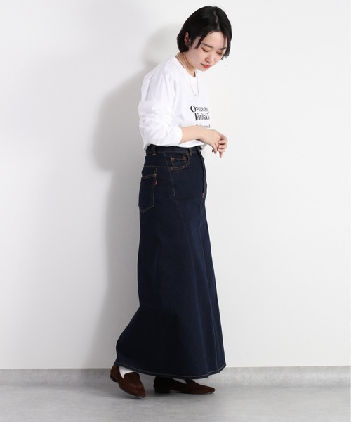 cepo（セポ）の「デニムフレアスカート《立体裁断》（デニムスカート・レディース・オフホワイト/ネイビー・S/L/M）」の5枚目の写真