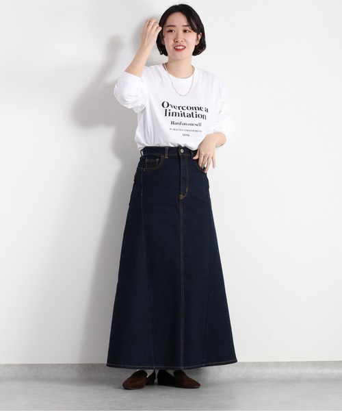 cepo（セポ）の「デニムフレアスカート《立体裁断》（デニムスカート・レディース・オフホワイト/ネイビー・S/L/M）」の9枚目の写真