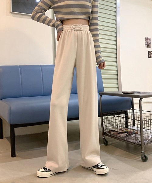 urge:(アージコロン )の「【URGE:】裏起毛 ハイウエスト ストレートパンツ(その他パンツ・レディース・ブラック/ベージュ・SMALL/MEDIUM/LARGE/X-LARGE)」の2枚目の写真