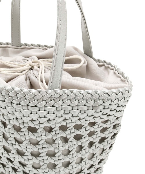 ROPE' PICNIC（ロペピクニック）の「スムースハンドメッシュ巾着付きバケットバッグ（トートバッグ・レディース・シルバー/ブラック・FREE）」の3枚目の写真