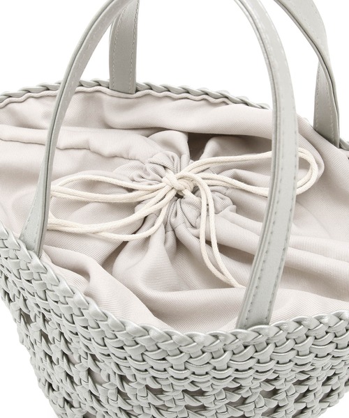 ROPE' PICNIC（ロペピクニック）の「スムースハンドメッシュ巾着付きバケットバッグ（トートバッグ・レディース・シルバー/ブラック・FREE）」の6枚目の写真