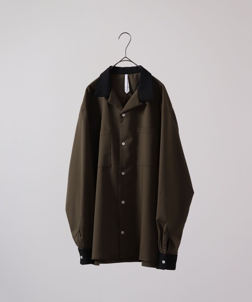 FUNALIVE（ファンアライブ）の「とろみ ストレッチ 長袖オープンクレリックシャツ（シャツ/ブラウス・メンズ・サックスブルー/ブラック/カーキ/ベージュ/モカ/グリーン/ホワイト・M/XL/L）」の5枚目の写真