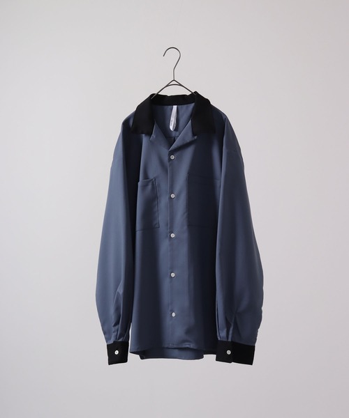 FUNALIVE（ファンアライブ）の「とろみ ストレッチ 長袖オープンクレリックシャツ（シャツ/ブラウス・メンズ・サックスブルー/ブラック/カーキ/ベージュ/モカ/グリーン/ホワイト・M/XL/L）」の7枚目の写真