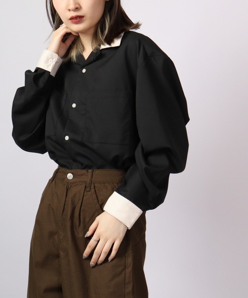 FUNALIVE（ファンアライブ）の「とろみ ストレッチ 長袖オープンクレリックシャツ（シャツ/ブラウス・メンズ・サックスブルー/ブラック/カーキ/ベージュ/モカ/グリーン/ホワイト・M/XL/L）」の12枚目の写真