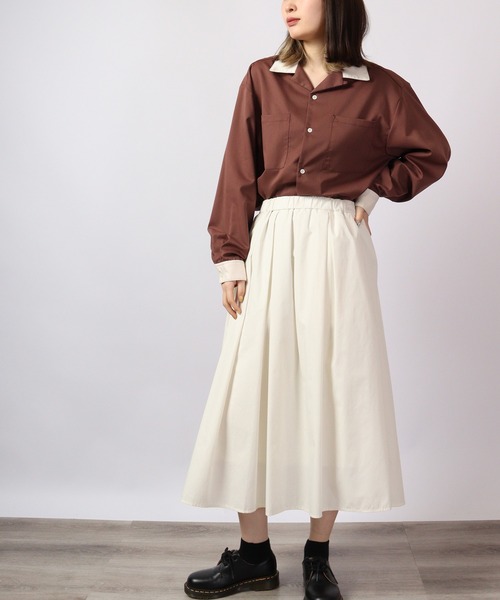 FUNALIVE（ファンアライブ）の「とろみ ストレッチ 長袖オープンクレリックシャツ（シャツ/ブラウス・メンズ・サックスブルー/ブラック/カーキ/ベージュ/モカ/グリーン/ホワイト・M/XL/L）」の18枚目の写真