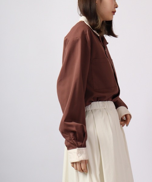 FUNALIVE（ファンアライブ）の「とろみ ストレッチ 長袖オープンクレリックシャツ（シャツ/ブラウス・メンズ・サックスブルー/ブラック/カーキ/ベージュ/モカ/グリーン/ホワイト・M/XL/L）」の16枚目の写真