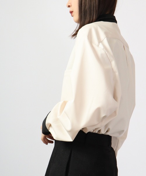 FUNALIVE（ファンアライブ）の「とろみ ストレッチ 長袖オープンクレリックシャツ（シャツ/ブラウス・メンズ・サックスブルー/ブラック/カーキ/ベージュ/モカ/グリーン/ホワイト・M/XL/L）」の9枚目の写真