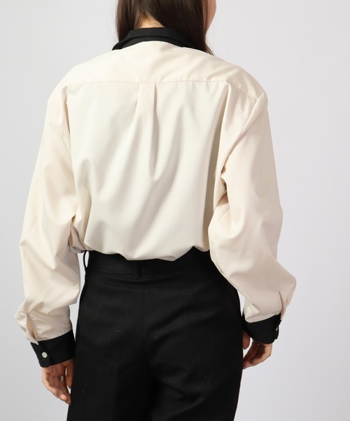 FUNALIVE（ファンアライブ）の「とろみ ストレッチ 長袖オープンクレリックシャツ（シャツ/ブラウス・メンズ・サックスブルー/ブラック/カーキ/ベージュ/モカ/グリーン/ホワイト・M/XL/L）」の10枚目の写真