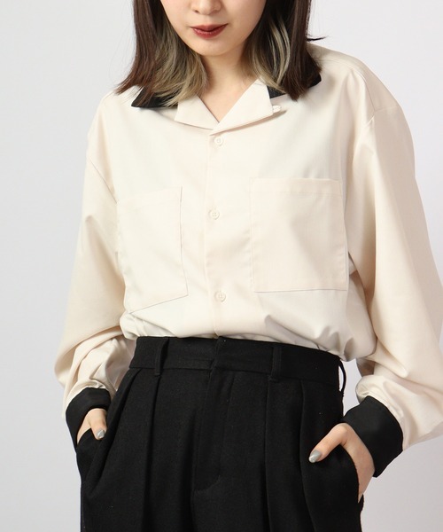 FUNALIVE（ファンアライブ）の「とろみ ストレッチ 長袖オープンクレリックシャツ（シャツ/ブラウス・メンズ・サックスブルー/ブラック/カーキ/ベージュ/モカ/グリーン/ホワイト・M/XL/L）」の8枚目の写真