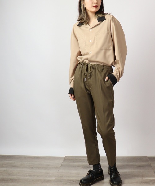 FUNALIVE（ファンアライブ）の「とろみ ストレッチ 長袖オープンクレリックシャツ（シャツ/ブラウス・メンズ・サックスブルー/ブラック/カーキ/ベージュ/モカ/グリーン/ホワイト・M/XL/L）」の22枚目の写真