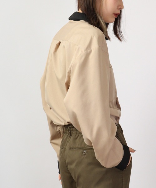 FUNALIVE（ファンアライブ）の「とろみ ストレッチ 長袖オープンクレリックシャツ（シャツ/ブラウス・メンズ・サックスブルー/ブラック/カーキ/ベージュ/モカ/グリーン/ホワイト・M/XL/L）」の20枚目の写真