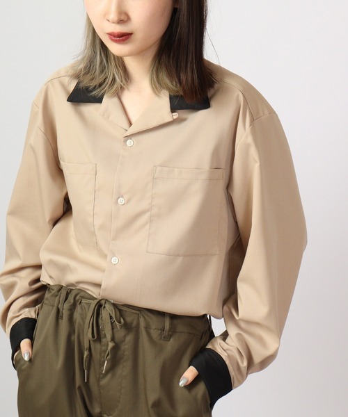 FUNALIVE（ファンアライブ）の「とろみ ストレッチ 長袖オープンクレリックシャツ（シャツ/ブラウス・メンズ・サックスブルー/ブラック/カーキ/ベージュ/モカ/グリーン/ホワイト・M/XL/L）」の19枚目の写真