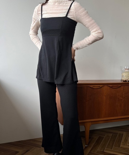 Amiur（エミレ）の「flare tunic set up（セットアップ・レディース・ブラック/ベージュ・FREE）」の2枚目の写真