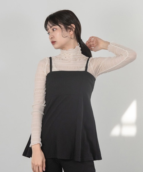 Amiur（エミレ）の「flare tunic set up（セットアップ・レディース・ブラック/ベージュ・FREE）」の4枚目の写真