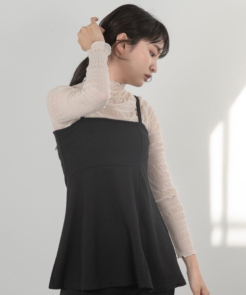 Amiur（エミレ）の「flare tunic set up（セットアップ・レディース・ブラック/ベージュ・FREE）」の3枚目の写真