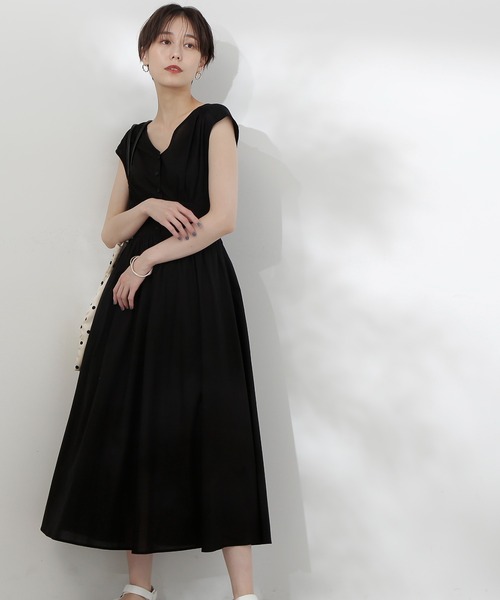 N.（N. Natural Beauty Basic）（エヌエヌナチュラルビューティーベーシック）の「【S Size Line】◆Ｖネックギャザーワンピース（ワンピース・レディース・ブラック/ブルー/スモークピンク/グリーン/ブルー系その他・SMALL/MEDIUM）」の2枚目の写真