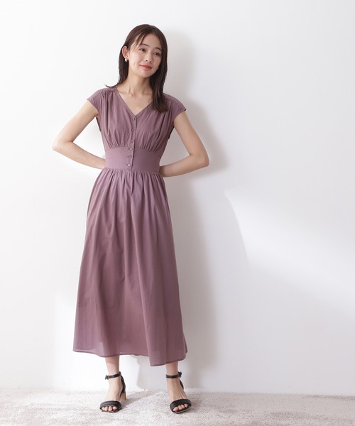 N.（N. Natural Beauty Basic）（エヌエヌナチュラルビューティーベーシック）の「【S Size Line】◆Ｖネックギャザーワンピース（ワンピース・レディース・ブラック/ブルー/スモークピンク/グリーン/ブルー系その他・SMALL/MEDIUM）」の8枚目の写真