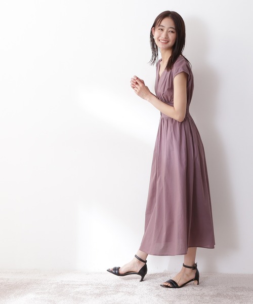 N.（N. Natural Beauty Basic）（エヌエヌナチュラルビューティーベーシック）の「【S Size Line】◆Ｖネックギャザーワンピース（ワンピース・レディース・ブラック/ブルー/スモークピンク/グリーン/ブルー系その他・SMALL/MEDIUM）」の10枚目の写真