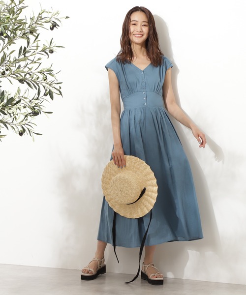 N.（N. Natural Beauty Basic）（エヌエヌナチュラルビューティーベーシック）の「【S Size Line】◆Ｖネックギャザーワンピース（ワンピース・レディース・ブラック/ブルー/スモークピンク/グリーン/ブルー系その他・SMALL/MEDIUM）」の17枚目の写真