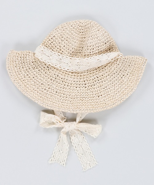 SPINNS（スピンズ）の「レースリボン付 つば広ペーパーハット（ハット・レディース・ベージュ/ライトベージュ・ONESIZE）」の12枚目の写真