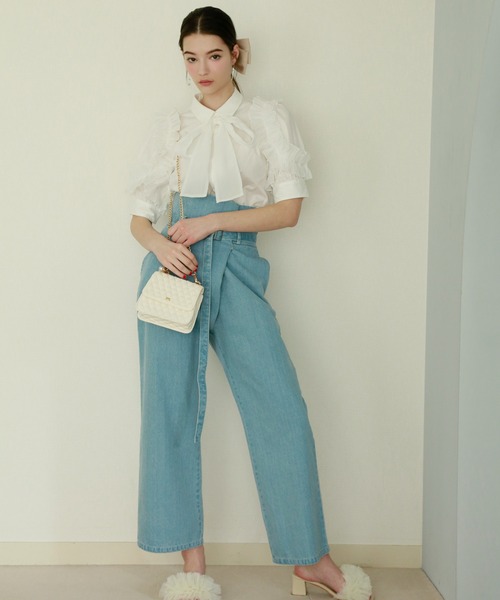 Seemi. byNICECLAUP（ シーミーバイナイスクラップ）の「【Seemi】デザインハイウエストパンツ（スラックス・レディース・ブルー/グレー/ピンク・FREE）」の18枚目の写真