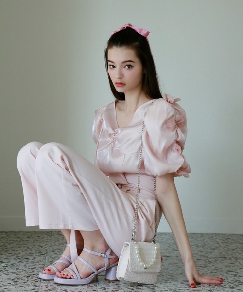 Seemi. byNICECLAUP（ シーミーバイナイスクラップ）の「【Seemi】デザインハイウエストパンツ（スラックス・レディース・ブルー/グレー/ピンク・FREE）」の22枚目の写真