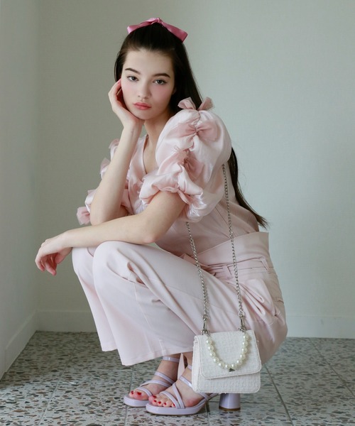 Seemi. byNICECLAUP（ シーミーバイナイスクラップ）の「【Seemi】デザインハイウエストパンツ（スラックス・レディース・ブルー/グレー/ピンク・FREE）」の8枚目の写真