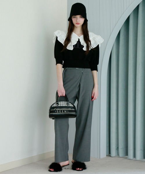 Seemi. byNICECLAUP（ シーミーバイナイスクラップ）の「【Seemi】デザインハイウエストパンツ（スラックス・レディース・ブルー/グレー/ピンク・FREE）」の20枚目の写真