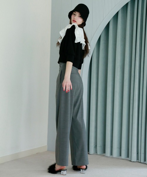 Seemi. byNICECLAUP（ シーミーバイナイスクラップ）の「【Seemi】デザインハイウエストパンツ（スラックス・レディース・ブルー/グレー/ピンク・FREE）」の13枚目の写真