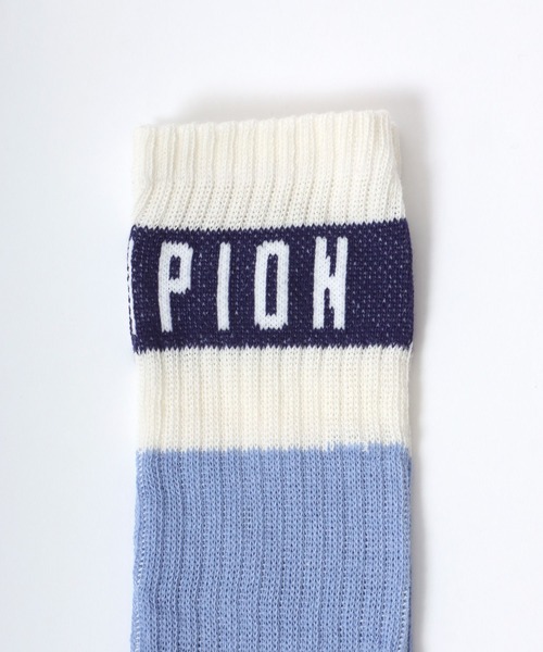 Champion（チャンピオン）の「Champion（チャンピオン）ブランドロゴ ラインソックス（ソックス/靴下・レディース・ライトブルー/オフホワイト・23cm～25cm）」の4枚目の写真